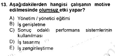 Satış Yönetimi 2012-2013 Dönem Sonu Sınavı - 13. soru