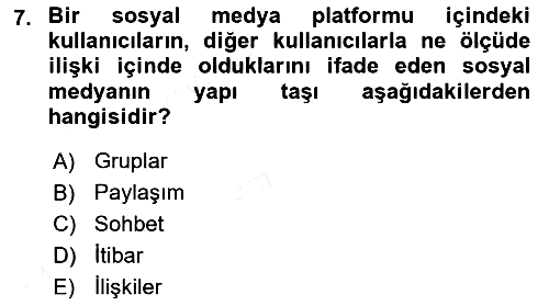 Sosyal Medya 2017-2018 3 Ders Sınavı - 7. soru