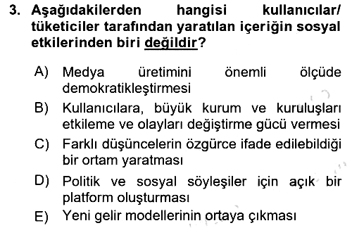 Sosyal Medya 2018-2019 3 Ders Sınavı - 3. soru