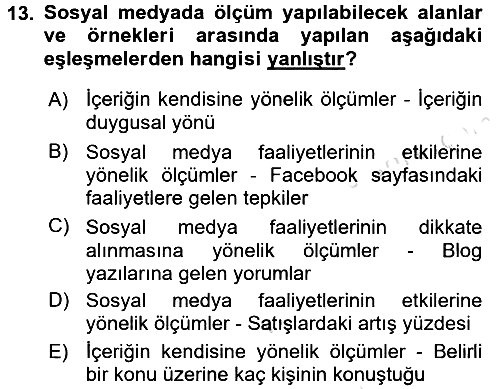 Sosyal Medya 2015-2016 Dönem Sonu Sınavı - 13. soru