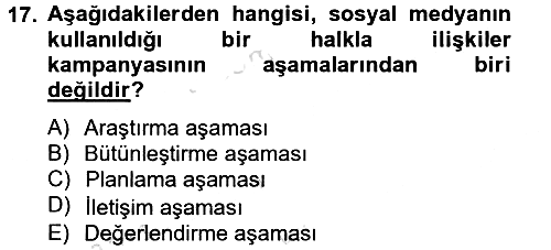 Sosyal Medya 2014-2015 Tek Ders Sınavı - 17. soru