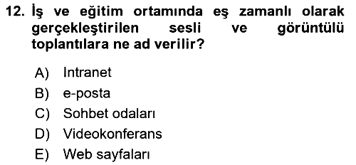 Sosyal Medya 2015-2016 Tek Ders Sınavı - 12. soru