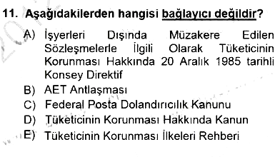 Tüketici Hukuku 2012-2013 Dönem Sonu Sınavı - 11. soru