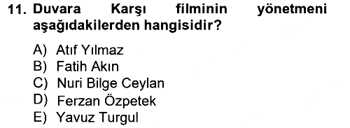 Film ve Video Kültürü 2012-2013 Ara Sınav - 11. soru