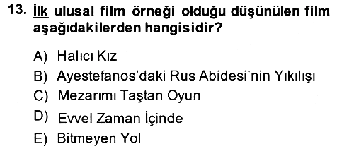 Film ve Video Kültürü 2013-2014 Ara Sınav - 13. soru