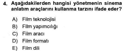 Film ve Video Kültürü 2015-2016 Ara Sınav - 4. soru