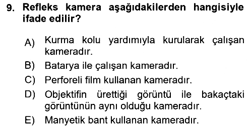 Kamera Tekniğine Giriş 2021-2022 Ara Sınav - 9. soru