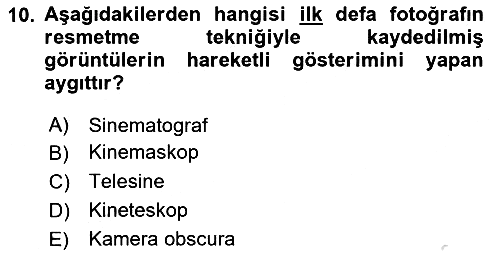 Kamera Tekniğine Giriş 2021-2022 Ara Sınav - 10. soru