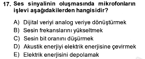 Kamera Tekniğine Giriş 2014-2015 Dönem Sonu Sınavı - 17. soru
