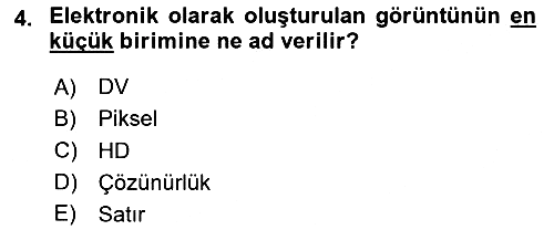Kamera Tekniğine Giriş 2023-2024 Yaz Okulu Sınavı - 4. soru