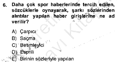 Radyo ve Televizyon Haberciliği 2013-2014 Ara Sınav - 6. soru