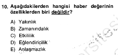 Radyo ve Televizyon Haberciliği 2013-2014 Ara Sınav - 10. soru