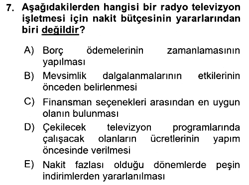 Radyo ve Televizyon İşletmeciliği 2021-2022 Yaz Okulu Sınavı - 7. soru