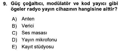 Radyo ve Televizyon Programcılığının Temel Kavramları 2023-2024 Ara Sınav - 9. soru