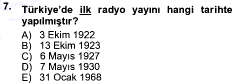 Radyo ve Televizyon Programcılığının Temel Kavramları 2012-2013 Dönem Sonu Sınavı - 7. soru