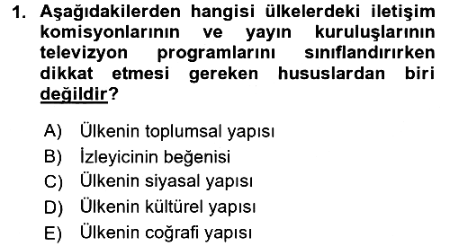 Radyo ve Televizyon Stüdyoları 2015-2016 Ara Sınav - 1. soru