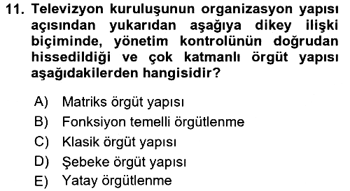Radyo ve Televizyon Stüdyoları 2016-2017 Ara Sınav - 11. soru