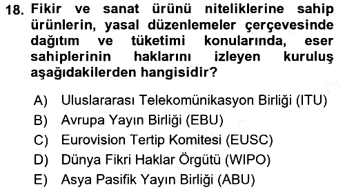 Radyo ve Televizyon Yayıncılığı 2015-2016 Ara Sınav - 18. soru