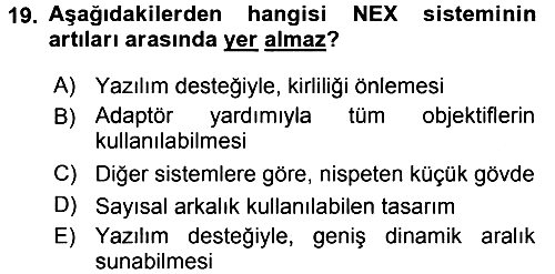 Sayısal Fotoğraf Makineleri 2017-2018 Ara Sınav - 19. soru