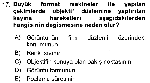Sayısal Fotoğraf Makineleri 2022-2023 Ara Sınav - 17. soru