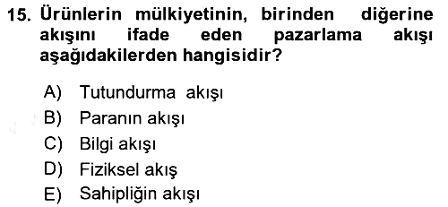 Sağlık Hizmetleri Pazarlaması 2017-2018 3 Ders Sınavı - 15. soru