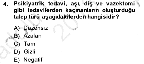 Sağlık Hizmetleri Pazarlaması 2013-2014 Ara Sınav - 4. soru