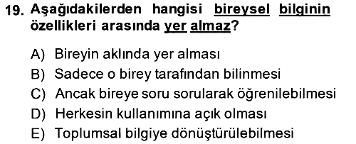 Sağlık Hizmetleri Pazarlaması 2013-2014 Ara Sınav - 19. soru
