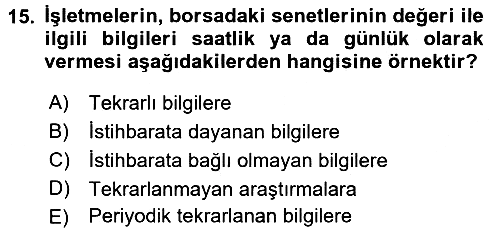 Sağlık Hizmetleri Pazarlaması 2015-2016 Ara Sınav - 15. soru