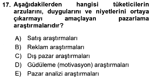 Sağlık Hizmetleri Pazarlaması 2018-2019 Ara Sınav - 17. soru