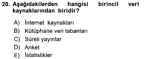 Sağlık Hizmetleri Pazarlaması 2021-2022 Ara Sınav - 20. soru