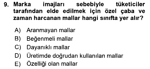 Sağlık Hizmetleri Pazarlaması 2021-2022 Dönem Sonu Sınavı - 9. soru