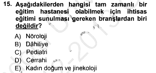 Sağlık Kurumları Yönetimi 1 2012-2013 Ara Sınav - 15. soru