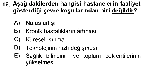 Sağlık Kurumları Yönetimi 1 2015-2016 Dönem Sonu Sınavı - 16. soru