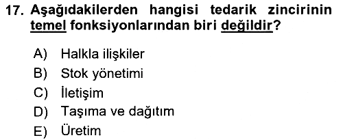 Sağlık Kurumları Yönetimi 1 2021-2022 Yaz Okulu Sınavı - 17. soru