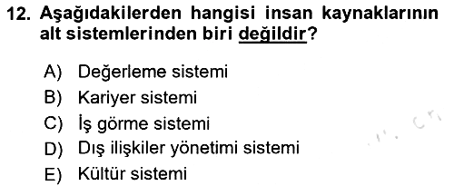 Sağlık Kurumları Yönetimi 1 2023-2024 Yaz Okulu Sınavı - 12. soru