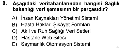Tıbbi İstatistik 2012-2013 Ara Sınav - 9. soru