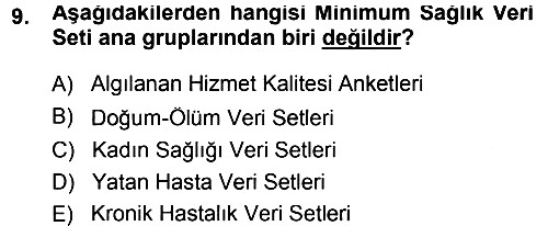 Tıbbi İstatistik 2013-2014 Ara Sınav - 9. soru