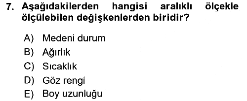 Tıbbi İstatistik 2016-2017 Ara Sınav - 7. soru