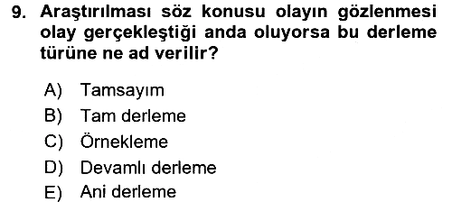 Tıbbi İstatistik 2016-2017 Ara Sınav - 9. soru