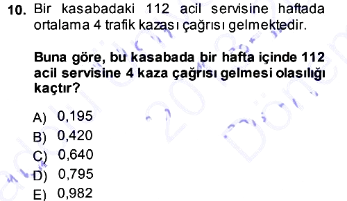 Tıbbi İstatistik 2013-2014 Dönem Sonu Sınavı - 10. soru