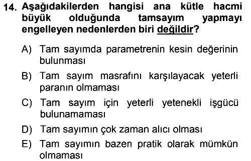 Tıbbi İstatistik 2014-2015 Dönem Sonu Sınavı - 14. soru