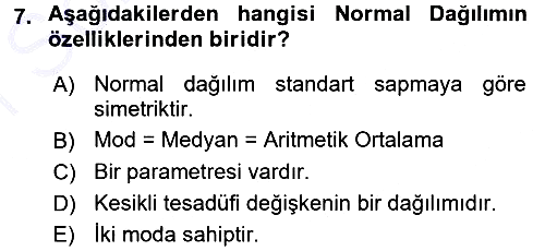 Tıbbi İstatistik 2015-2016 Dönem Sonu Sınavı - 7. soru
