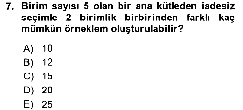 Tıbbi İstatistik 2017-2018 Dönem Sonu Sınavı - 7. soru
