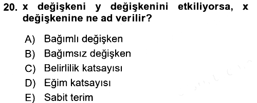 Tıbbi İstatistik 2017-2018 Dönem Sonu Sınavı - 20. soru