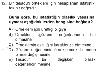 Tıbbi İstatistik 2012-2013 Tek Ders Sınavı - 12. soru