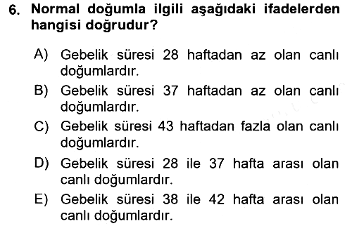 Tıbbi İstatistik 2015-2016 Tek Ders Sınavı - 6. soru