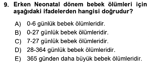 Tıbbi İstatistik 2018-2019 Yaz Okulu Sınavı - 9. soru