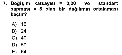 Tıbbi İstatistik 2021-2022 Yaz Okulu Sınavı - 7. soru