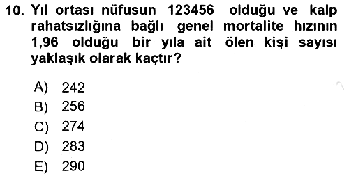 Tıbbi İstatistik 2024-2025 Yaz Okulu Sınavı - 10. soru