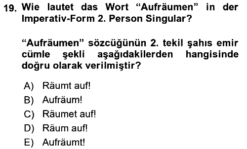 Almanca - 1 2022-2023 Ara Sınav - 19. soru